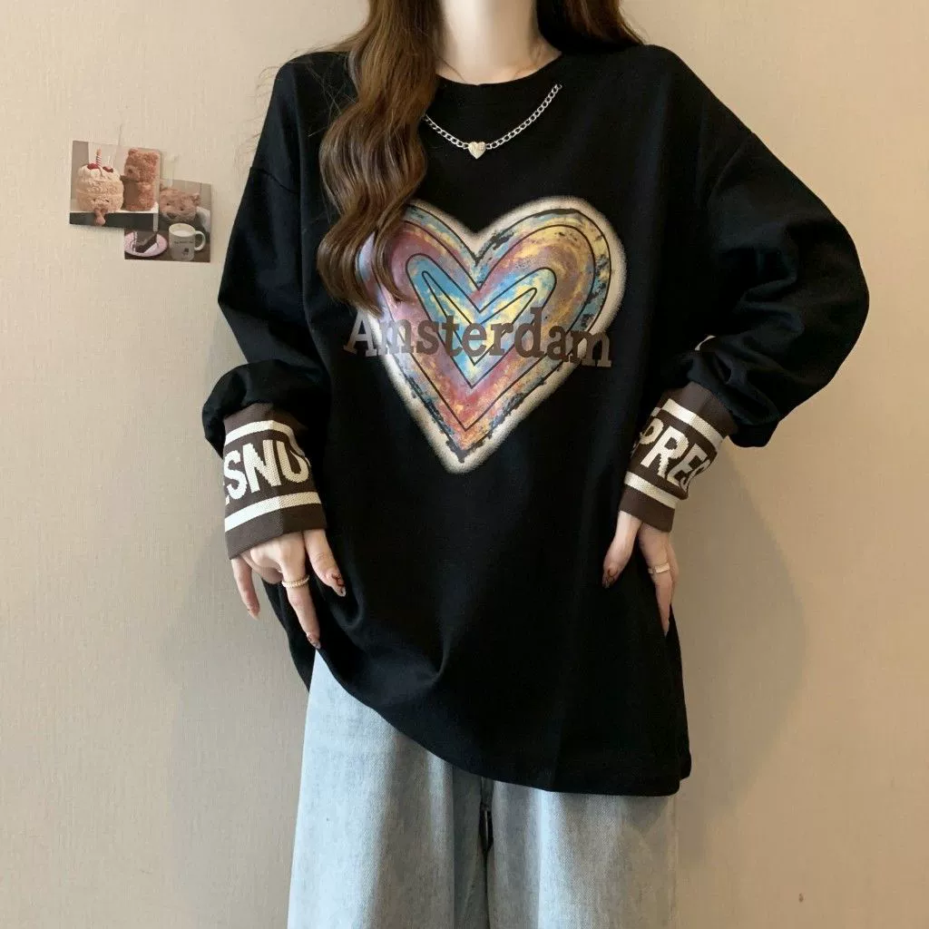 Женская толстовка с утолщенным внутренним слоем из немецкого вельвета, новая осенне-зимняя модель, свободный крой, стройнящая фигуру, на флисовой подкладке, теплая, с длинными рукавами, топ больших размеров.