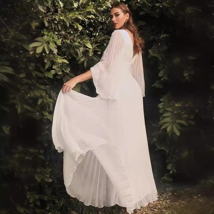 2022 europeo y americano transfronterizo Comercio exterior nueva ropa de mujer deseo Amazon sexy profundo V Vestido de manga larga vestido Delgado image 6