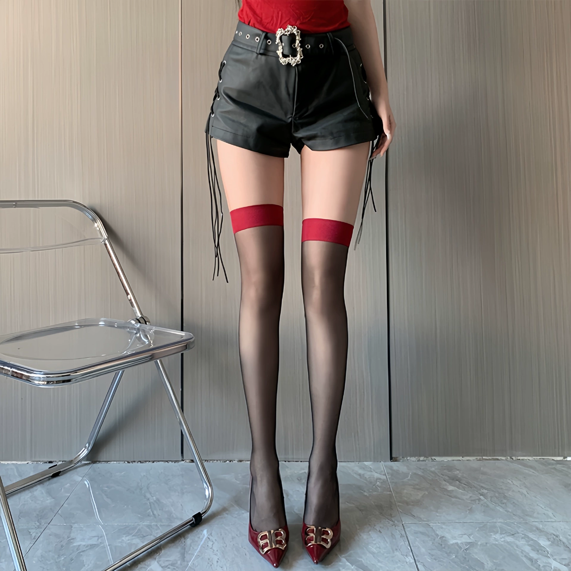 Japanese sexy summer thin high boots with diamond pattern, knee socks