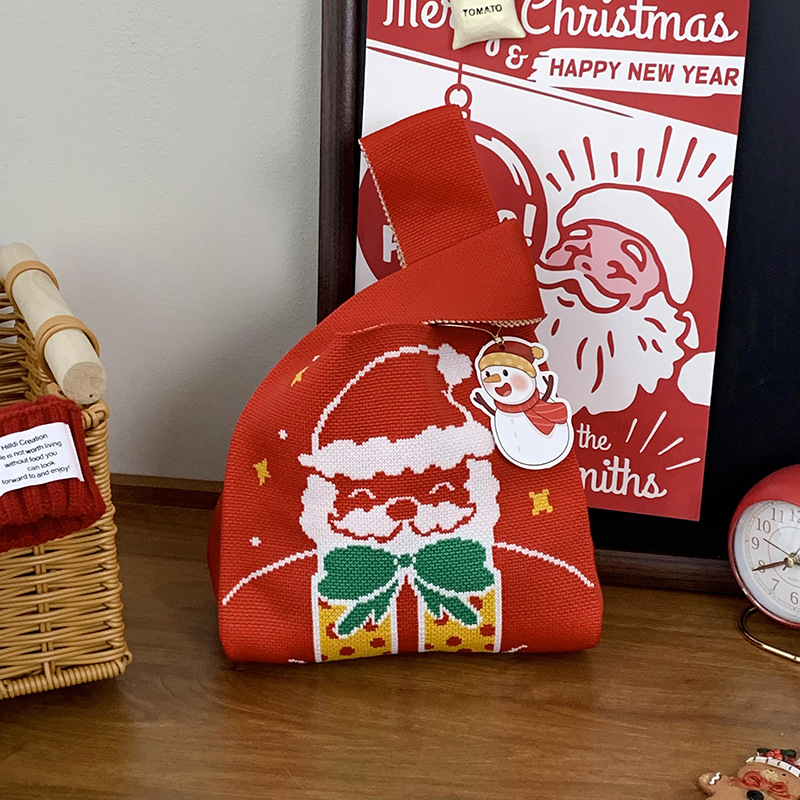 Bolsas de tejido de Navidad al por mayor bolsas de regalo de Nochebuena bolsas de dulces bolsas de regalo de empresa bolsas de mano creativas