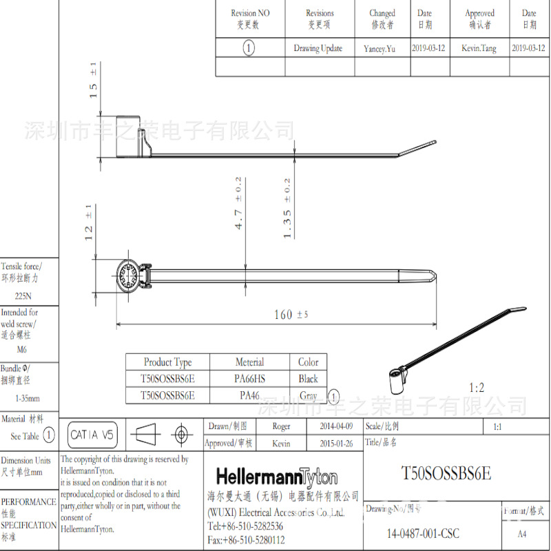 HELLERMANNTYTON������̫ͨ �����̶����� T50SOSSBS6E 157-00256