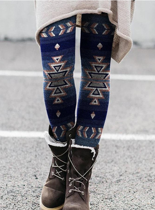 Damen Leggings Mit Buntem Joker-print Und Elastischem Bund_voghion.com