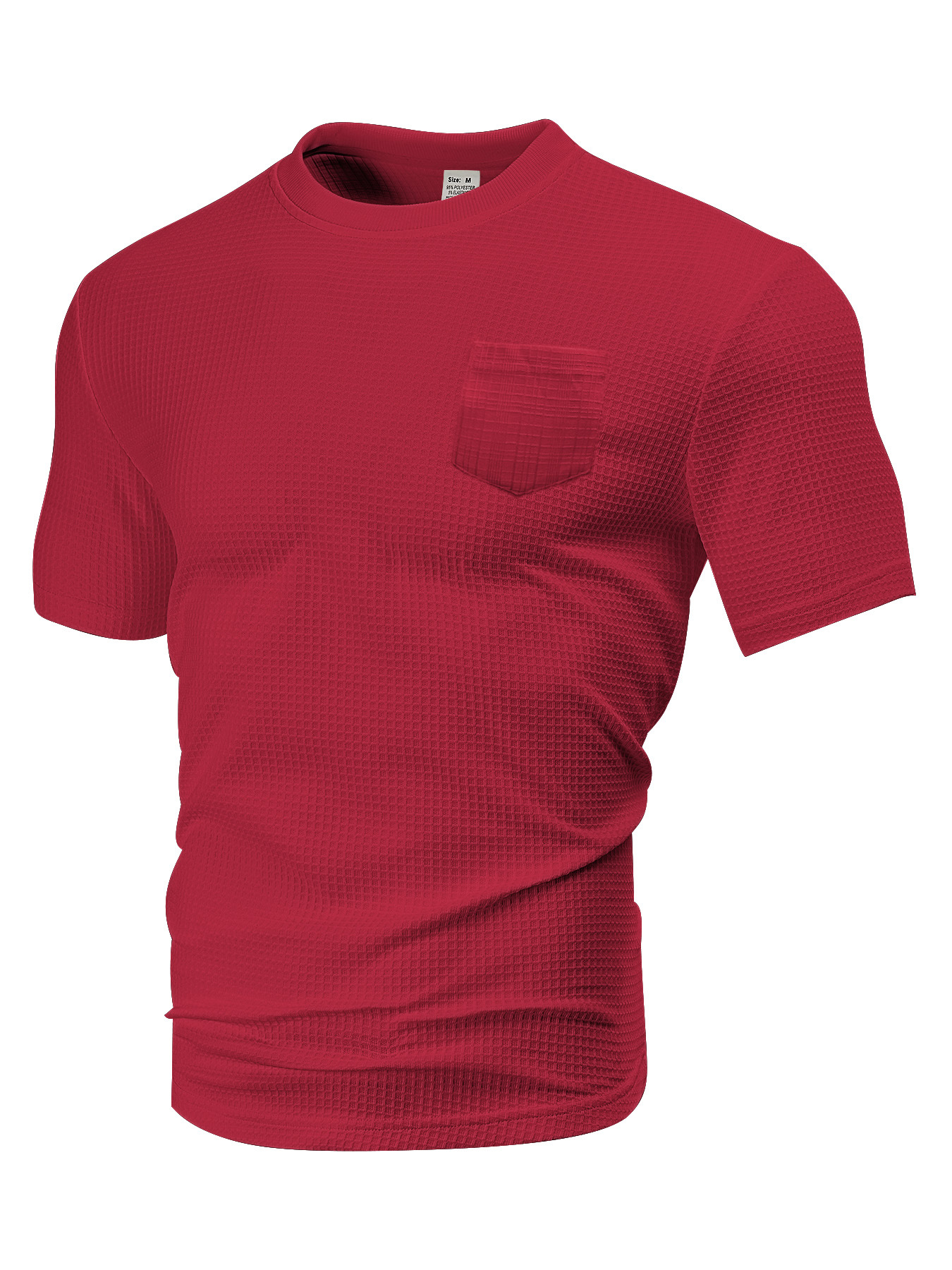 Ropa de hombre transfronteriza Europa y América de verano relajado con bolsillo transpirable de manga corta gran Waffle cuello redondo camiseta de hombre hombre