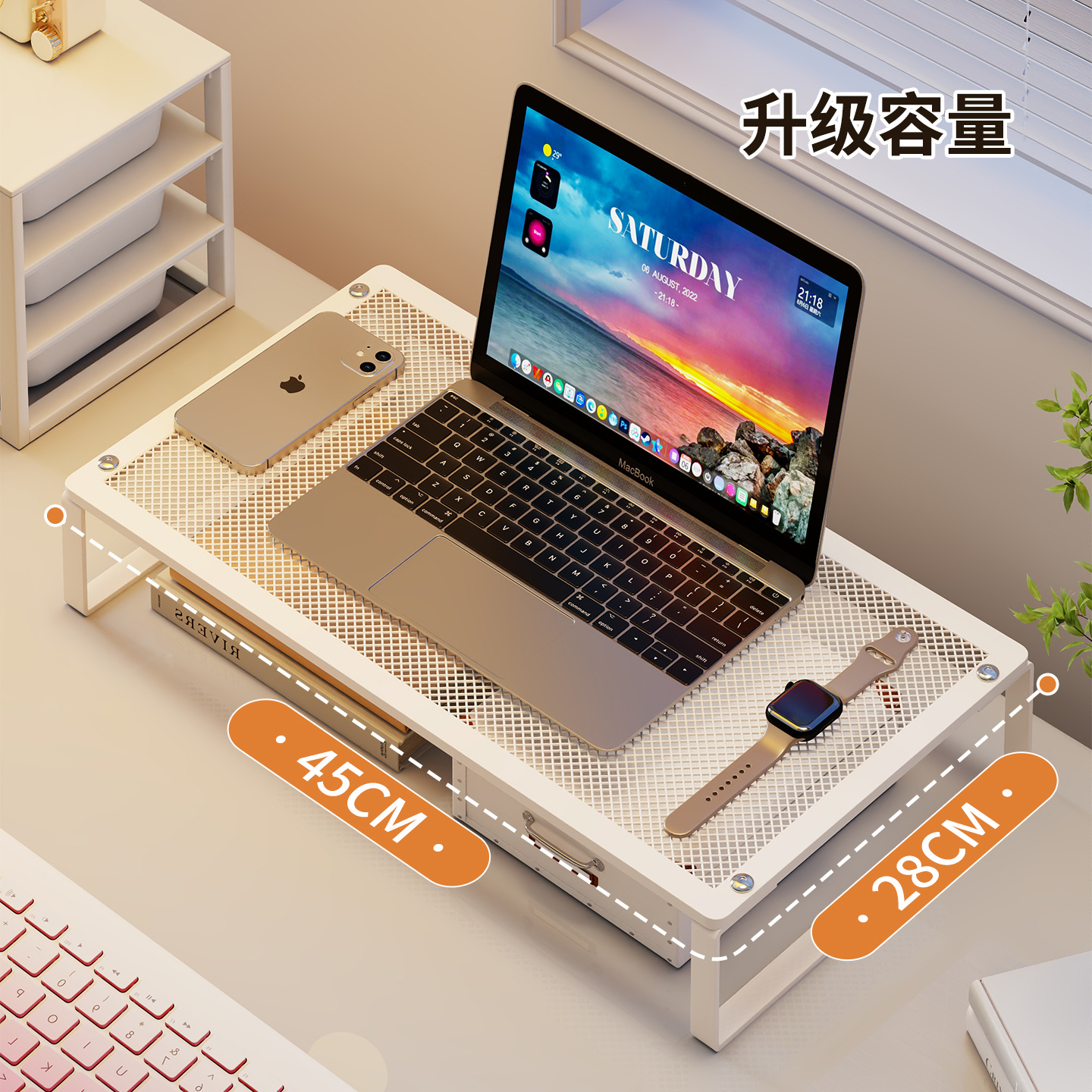 Soporte Elevador para Laptop de Hierro, Plegable con Disipación de Calor para Computadoras de Escritorio