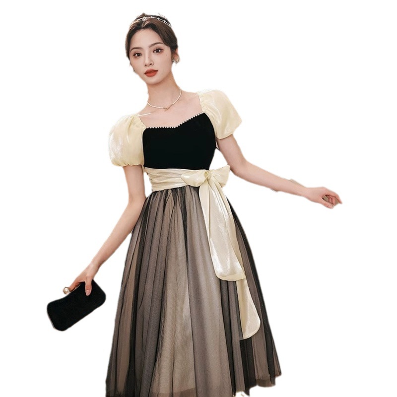Vestido de noche negro para mujer, nuevo estilo 2026, de alta gama, lujo, nicho, para estudiantes, ceremonia de mayor edad, fiesta de graduación, princesa huida