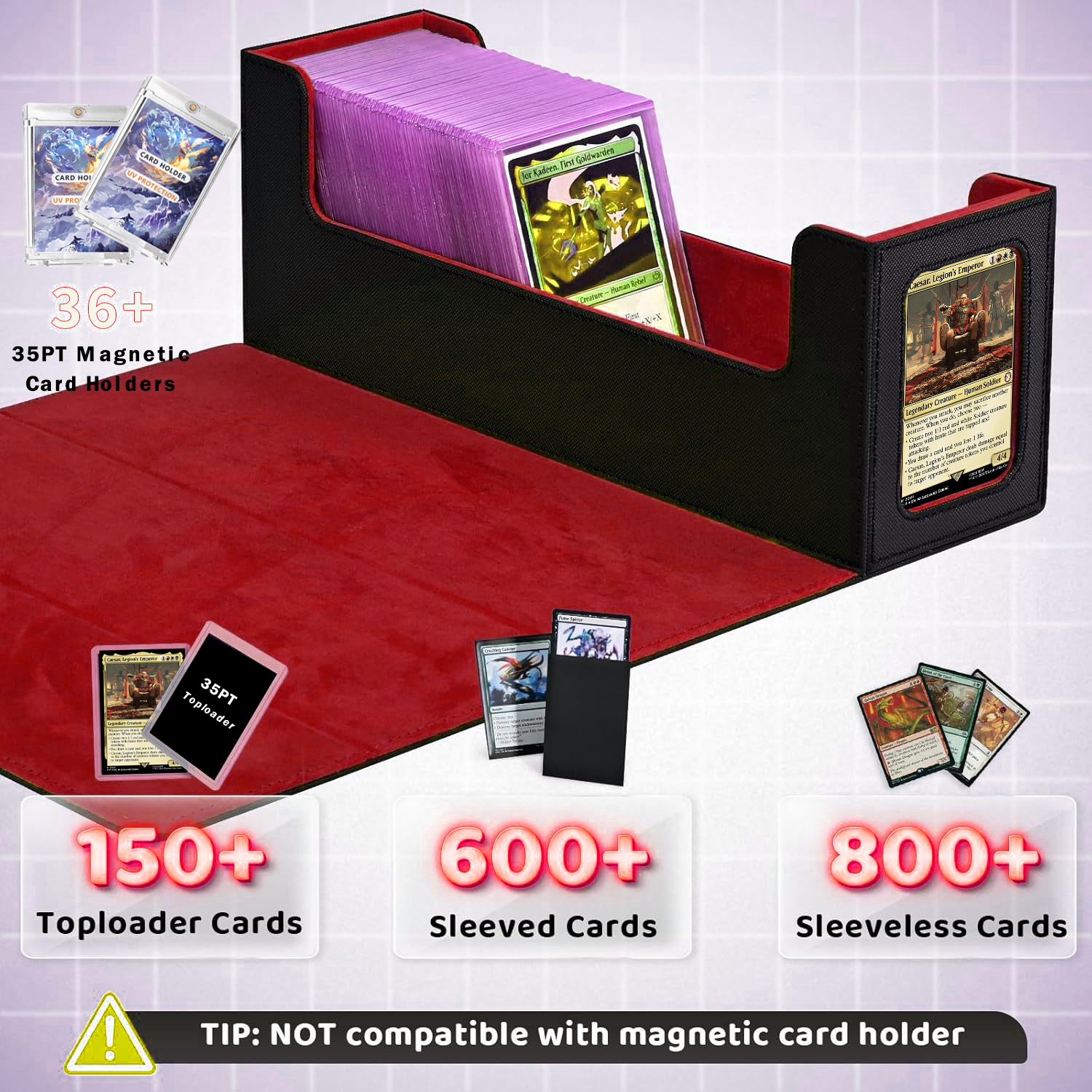 PU Leather Game MTG Hard Holder Storage 35PT Magnetic Card Brick Collection Box, CCG_voghion.com