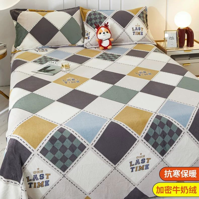 Invierno leche de lana de coral sábanas de lana de una sola pieza brida de manta de peluche dormitorio una sola persona gruesa manta de peluche cálida