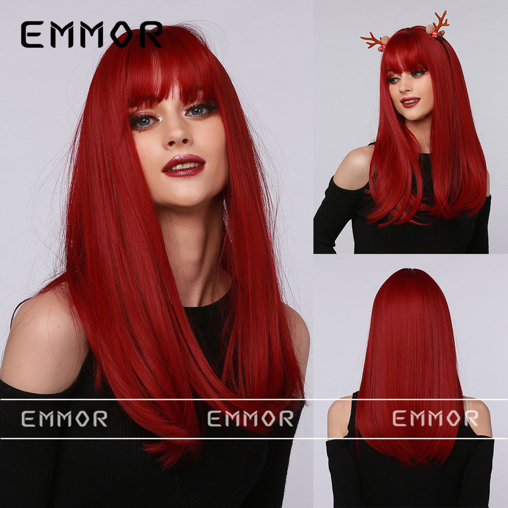 Celebridades de Internet Venta caliente Neptuno arándano rojo muestra blanco Qi flequillo mar pelo liso de longitud media peluca de Halloween pelo completo