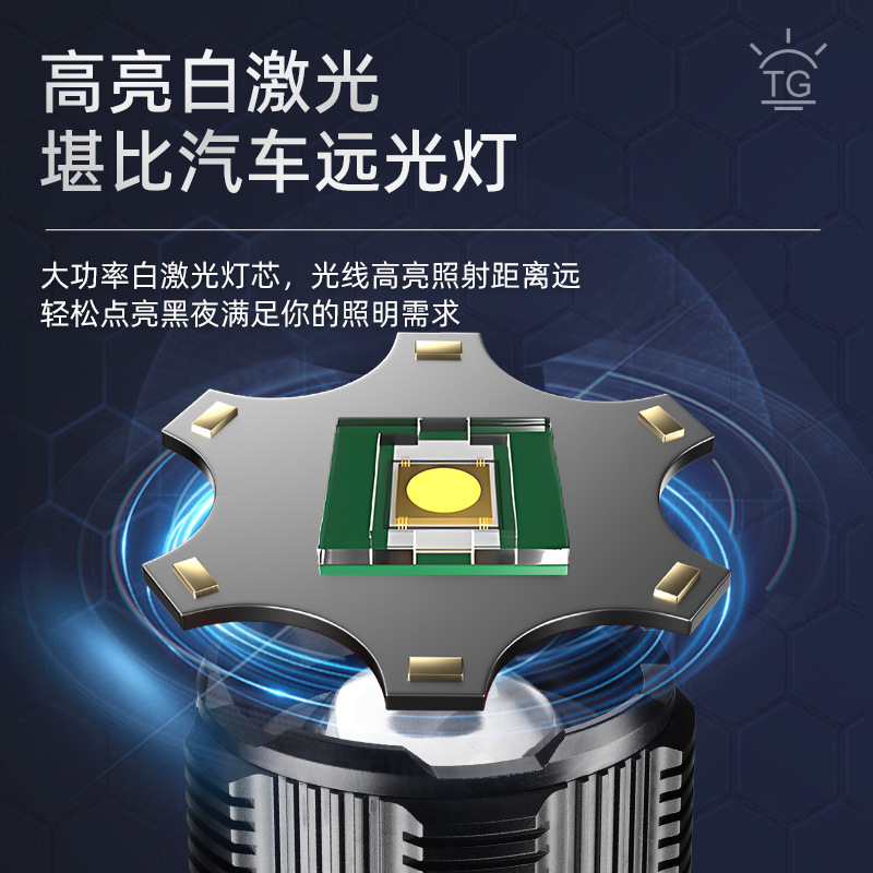 Nueva linterna portátil de alta potencia, linterna láser superbrillante al aire libre, batería de carga, linterna de patrulla de expedición