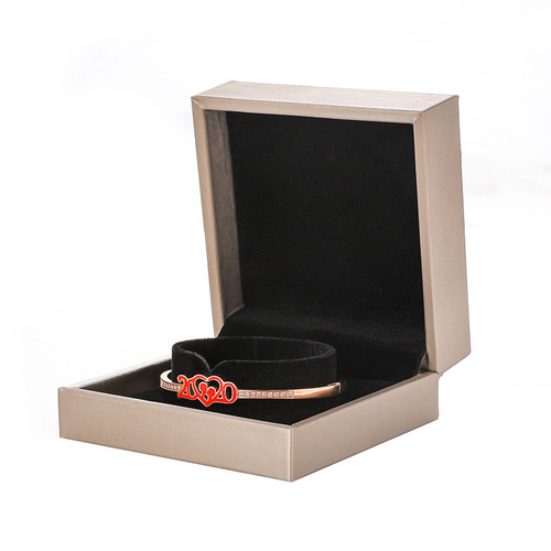 Light Color Accessory Jewelry Box, Gold High-Grade Brushed Leather Gift Box for Necklace Earrings Ring Dropshipping Box