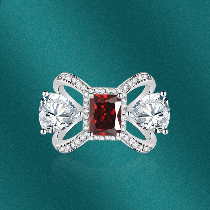 Fashion Bow Knot Copper Plating Zircon Open Ring 1 Piece