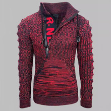 美式秋冬新款休闲男装欧美热销长袖连帽针织衫提花修身毛衣外套男