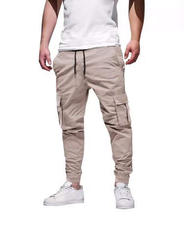 European and American men's multi-pocket drawstring casual Japanese-style work pants for autumn and summer
