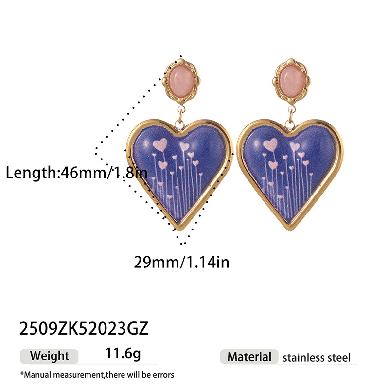 TENA estilo francés estilo medieval esmalte pintado estilo amor pendientes de mujer retro goteo de aceite ligero lujo alta sensación de pendientes