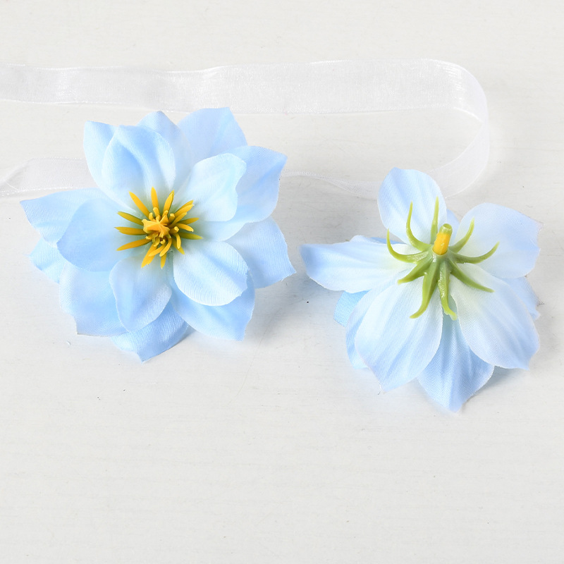 Simulación de flores azules DIY accesorios de cabeza de flores material de boda flor de flor flor flor de flor flor flor de pecho de flor de cabeza pared en el viento