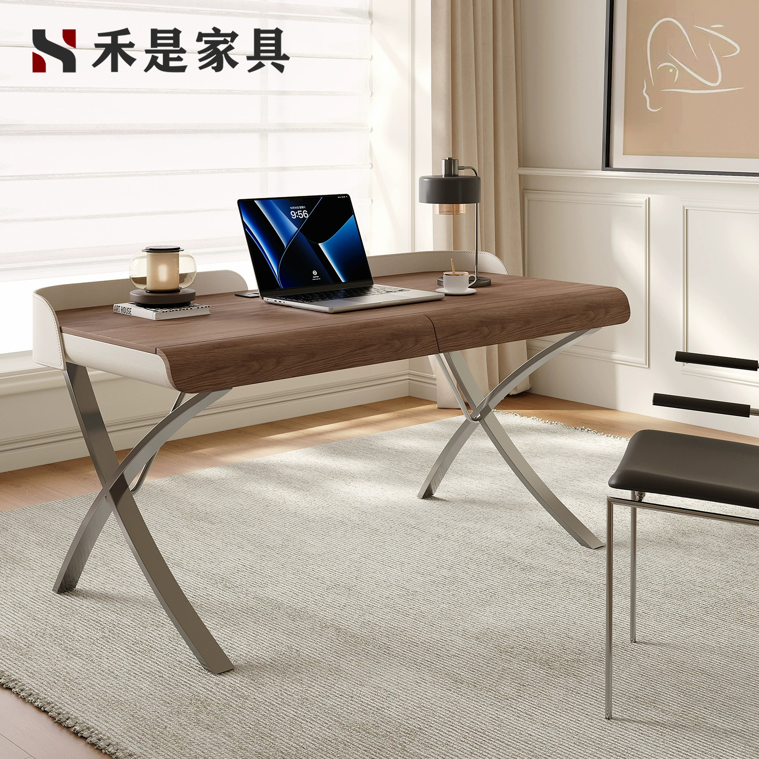 Modern Light Luxury High-class Computer Desk Ancient Style Desk Italian Style Minimalist Home Study Simple Desk