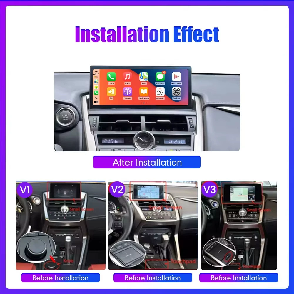 Универсальная 10,25-дюймовая Android-навигационная система автомобилю CarPlay, подходит для Lexus NX 2014–2020