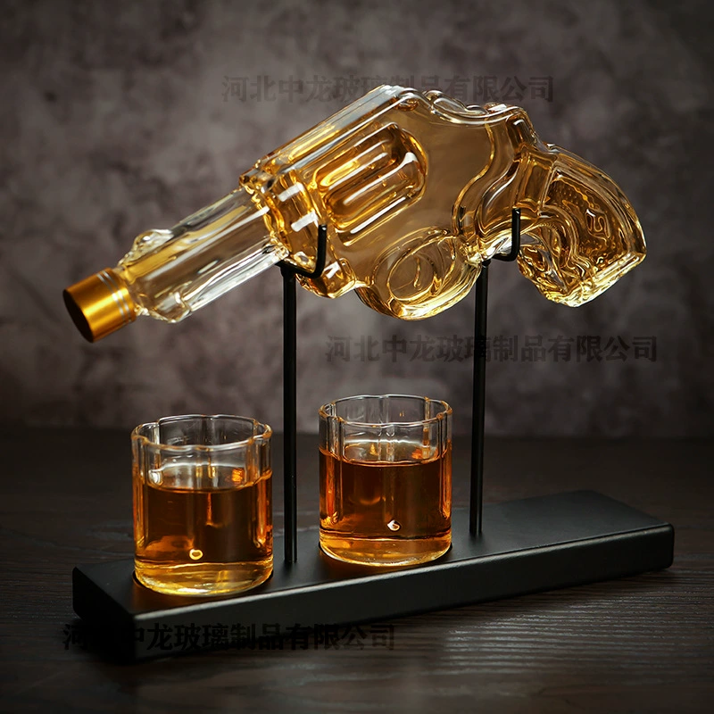 Креативный графин в форме пистолета из высококачественного боросиликатного стекла с утолщенной отделкой, набор для виски.