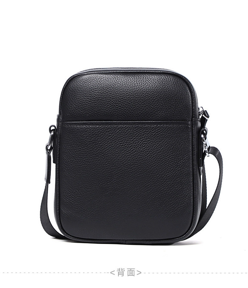 Túi đeo chéo nam da bò thật dáng đứng 18×8×21 cm — Màu đen chi tiết 13