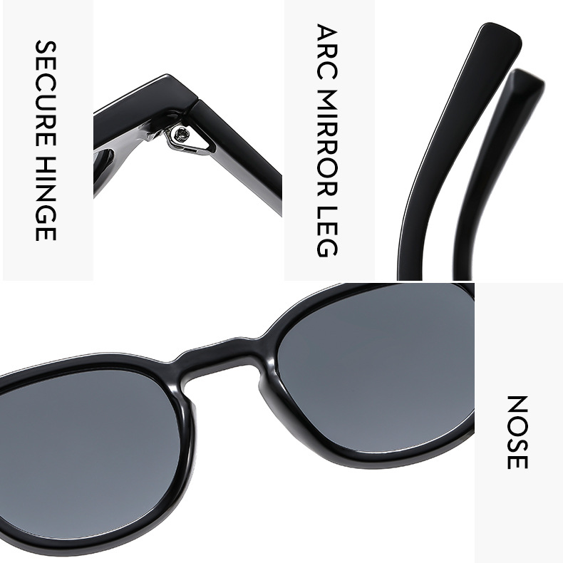 24g Weight Full Frame Glasses Structure Sunglasses Classification Ac, UV400 Protection Lens Material Round Frame Glasses Style Outdoor, Travel Occasion Solid Color Pattern Men's Gender IG Style, Streetwear Style Grey, Black Color IG Style Streetwear Solid Color Ac UV400 Protection Round Frame Full Frame Men's Sunglasses 8