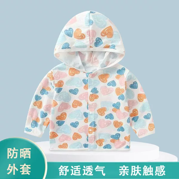 Customized Spring and Autumn Baby Love Printed Cardigan Jacket Children's Casual Tops Outdoor Sun Protection Clothing Wholesale