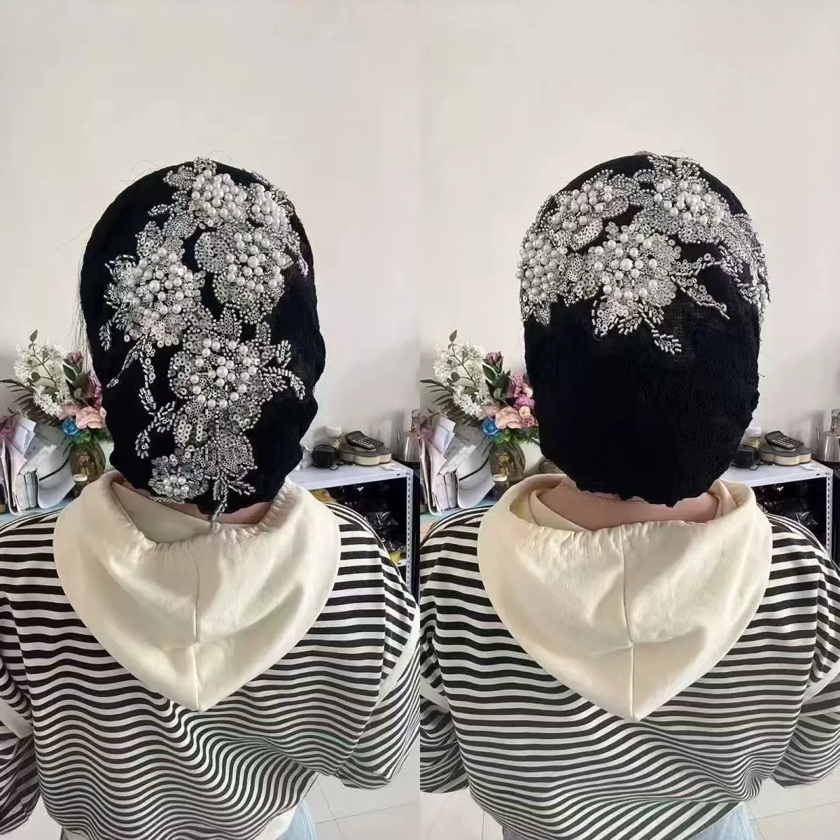 Высокая мода, оригинальный нишевый дизайн, черный берет со стразами, женский осенне-зимний корейский стиль, элегантная доступная роскошная шляпа художника