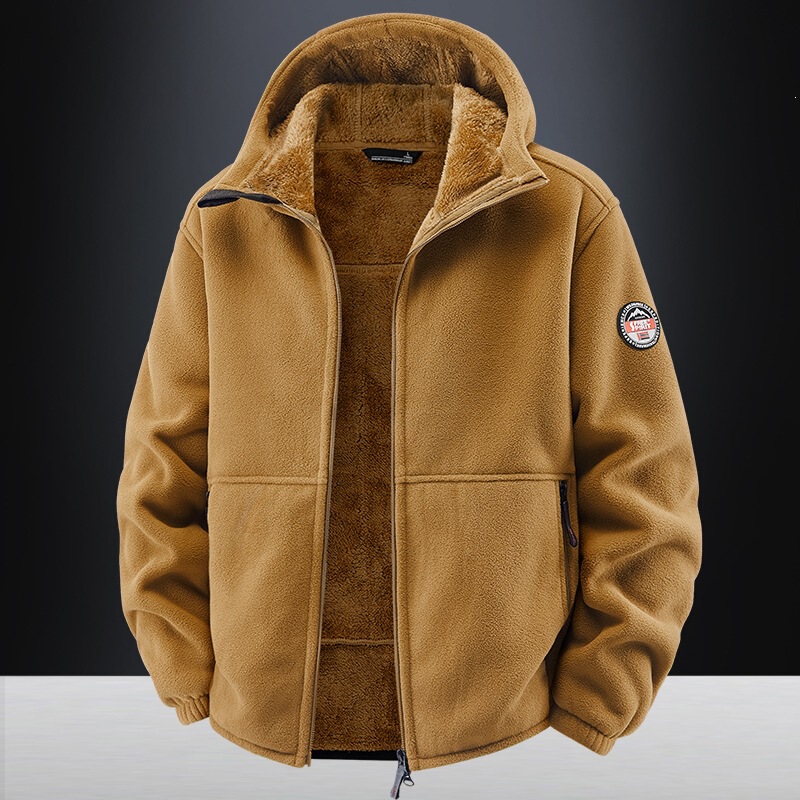 Autumn and Winter New Style Fleece Jacket Men's Solid Color Hooded Sportswear Jacket Casual Cardigan Long-Sleeved Polar Fleece Sweatshirt