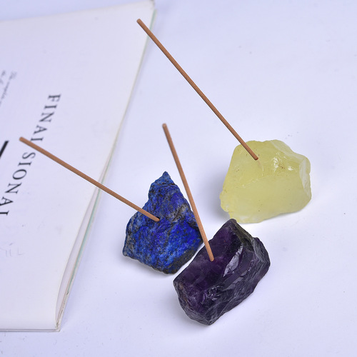 Natural crystal raw stone incense powder amethyst ore incense burner for Buddha incense base line incense base decoration