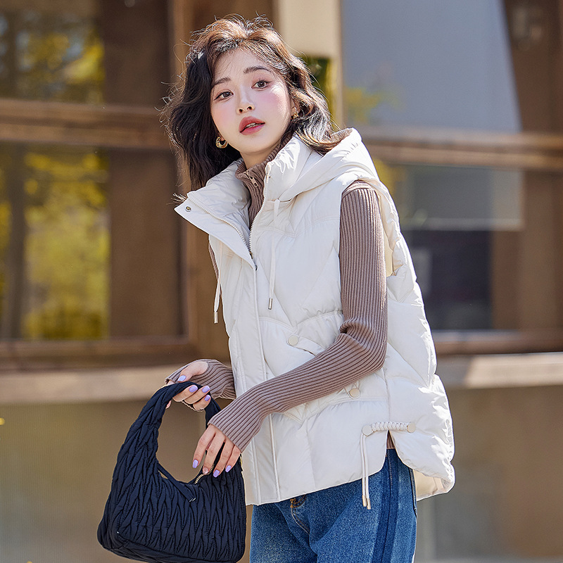 Comercio exterior transfronterizo chaleco de algodón de plumón de mujeres otoño y invierno nuevo tipo pequeño chaqueta de abrazadera de caballo de cuello vertical con hombro de camisa