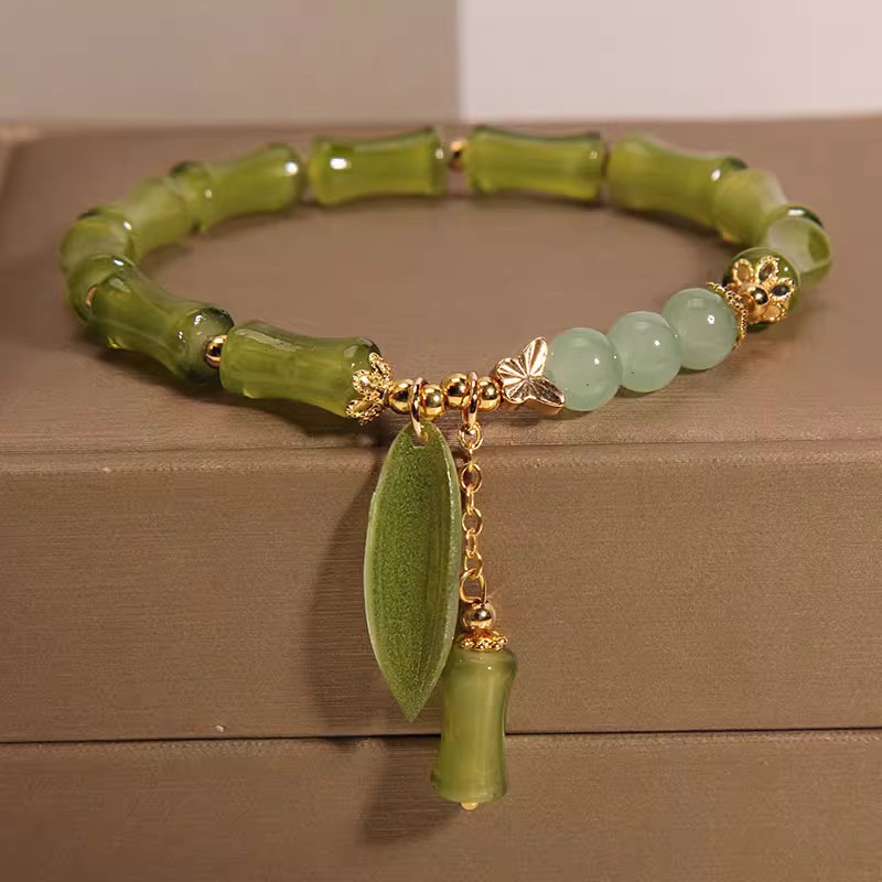 Liquidez de lujo estilo chino nuevo bambú pulsera de jade pulsera retro de alta calidad pulsera de pulsera para dar a una amiga regalos
