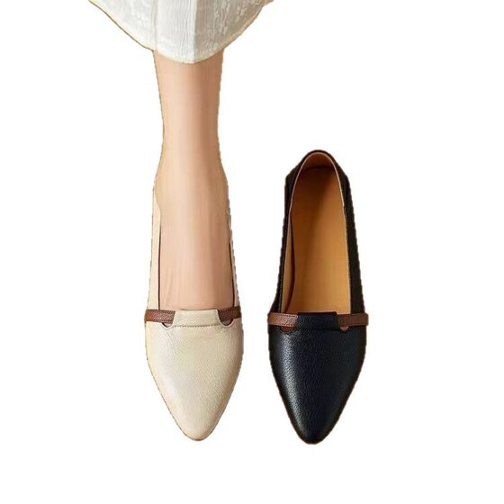 French Retro Joker Soft Bottom Shallow Mouth Single Shoes 2025 Spring New Women's Shoes Slip-on Pointed Toe Working Shoes