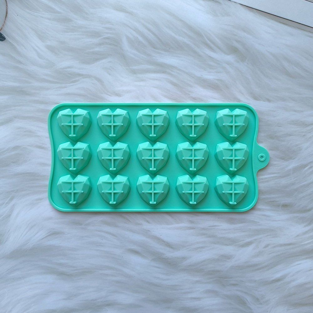Silicone 15 incluso diamantes amor chocolate molde de hielo DIY pastel decoración herramienta de horneado 68