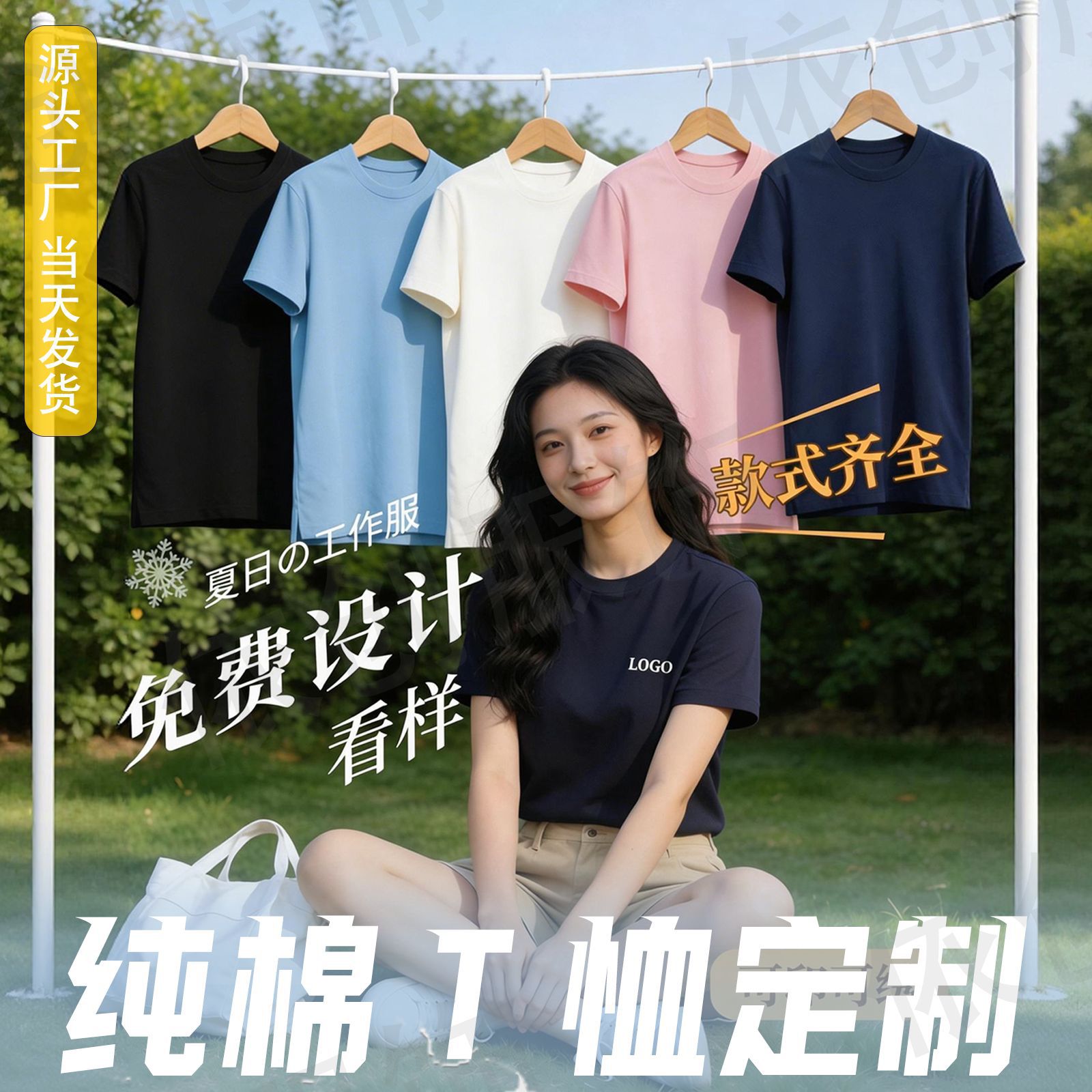 Pure Cotton T-Shirt Custom Work Clothes Short-Sleeved Kidsren's Off-Shoulder Group Class Uniforms Cultural Advertising Shirts Custom Printed Ogo
