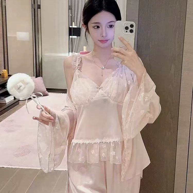 [Sakura Drunk] Новые кружевные женские доступные роскошные нишевые дизайнерские высококачественные сексуальные подтяжки, пижамы и домашняя одежда в стиле чистой страсти