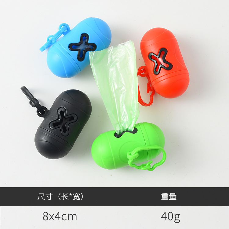 Nueva mascota suministros de limpieza caja de basura perro inodoro píldora dispensador portátil perro bolsa de basura