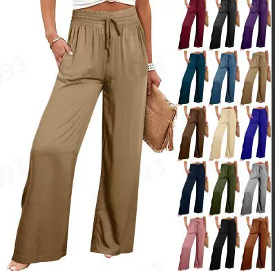 2024欧美春夏季速卖通 亚马逊 休闲阔腿爆款宽松休闲时尚长裤女