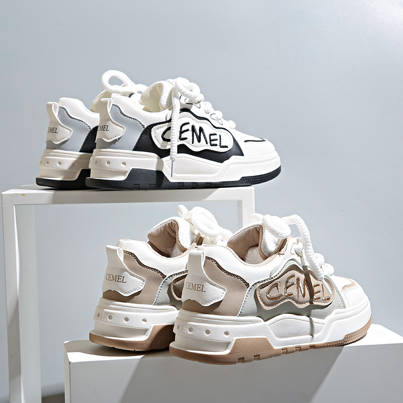 Balance Damen Sport Caual 2025 Frühling und Herbst Neue dickbesohlte, höhenverstärkende Papa-Wasserdichte Lederplatte_voghion.com