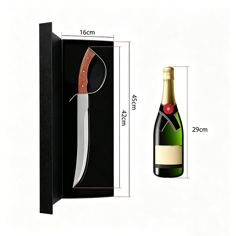 Nuevo cuchillo de champán ceremonial transfronterizo cuchillo de abertura de botellas de acero inoxidable cuchillo de champán sin hoja image 2