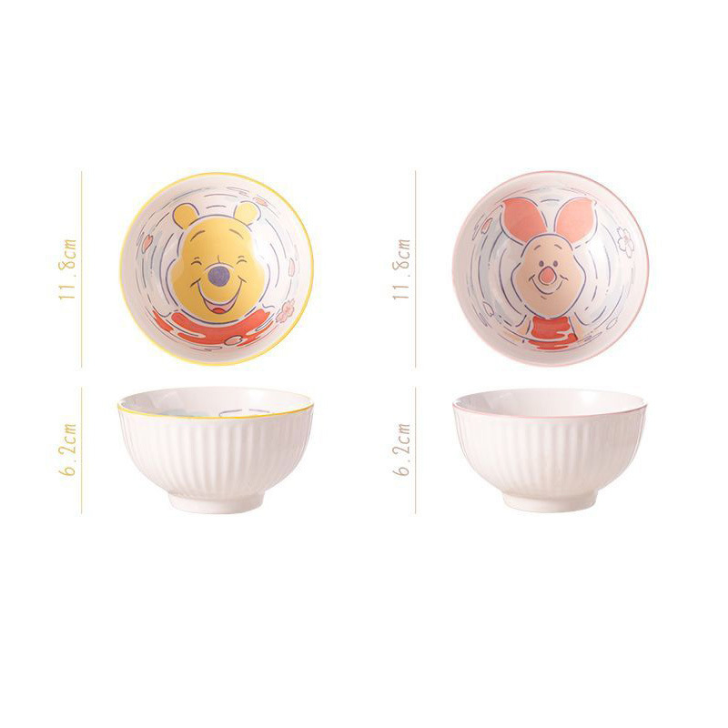 Tazón de arroz con patrón de agua de Oso Pooh de Disney Juego de caja de regalo de vajilla para el hogar de arroz de sopa infantil de alto valor bajo vidriado