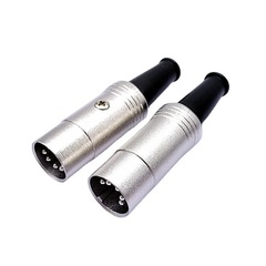 Large 5-core plug, metal-silver core five-core soldered connector DIN socket 5-pin plug S terminal large 5-core male plug