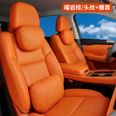 Headrest — Lumbar Support - punched-suit-obsidian-brown-suede