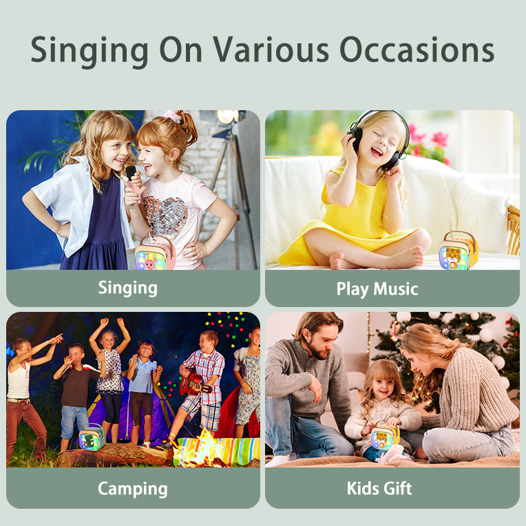 Nuevo P12 altavoz bluetooth k-canción doble micrófono inalámbrico portátil LED luz de color sonido juguete para niños micrófono