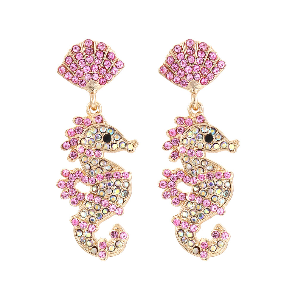 1 Paar Einfacher Stil Hippocampus Überzug Zinklegierung Künstliche Strasssteine Tropfenohrringe display picture 4