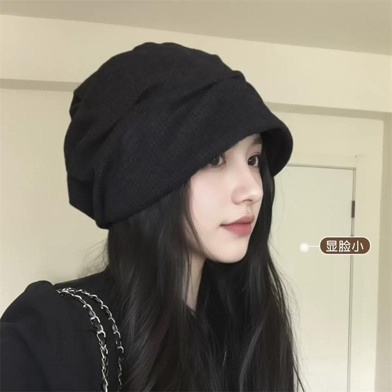 Women's Duckbill Beanie Hat 2026 New Summer Fashion Trend, Large Head Circumference, Face Slimming, Pleated Headwrap Cold Hat