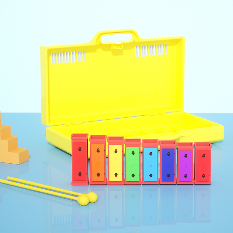 Piano de aluminio de ocho tonos para niños Orff instrumento musical ladrillo de ocho tonos instrumento musical de educación temprana percusión bloque de sonido instrumento de percusión de jardín de infantes