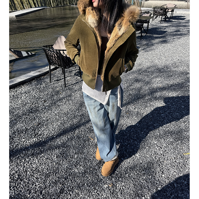 "Celestial Years" Corduroy Fur down Jacket Goose down Parka Short Raccoon Fur Hooded Trendy Cool Internet Celebrity New "Celestial Years" Corduroy Fur down Jacket Goose down Parka Short Raccoon Fur Hooded Trendy Cool Internet Celebrity New