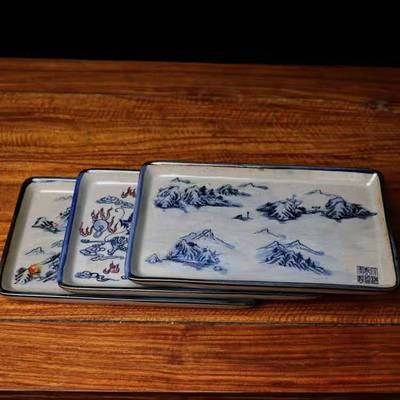 Jingdezhen Chinese style To fake something antique Blue and white Lihong tea tray ceramics Refreshment tray Kungfu Online tea set
