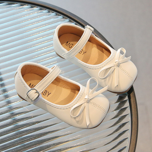 Girls' Bow Princess Shoes  Spring Fashion Shoes Baby Girls Soft Soled Small Leather Shoes Grandma Shoes Trendy