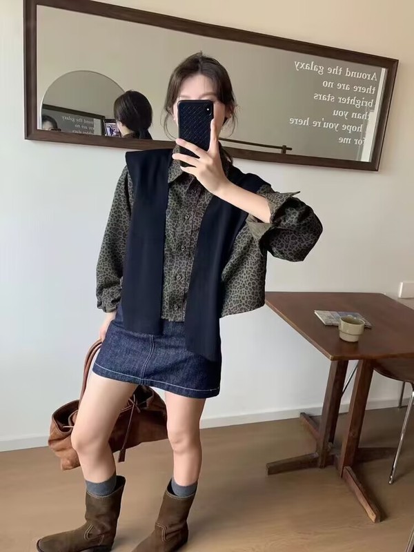 高端披肩豹纹长袖衬衫女欧洲站25秋季新款韩版时尚百搭显瘦夹克潮|undefined