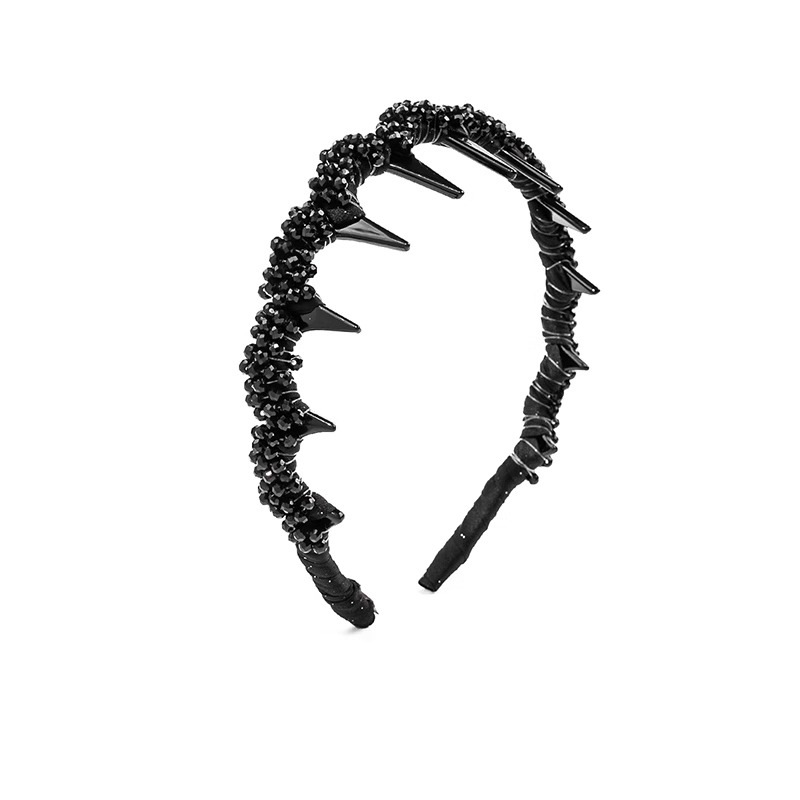 High-end cuentas negras brazalete para mujeres 2025 nuevo lujo ligero de alta presión craneal brazalete dientes antideslizante lavar la cara tarjeta de pelo